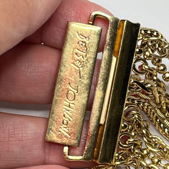 Rare Vintage Betsy Johnson Multi-Chain Gold-Tone Charms Bracelet with Watch - Picture 7 of 8